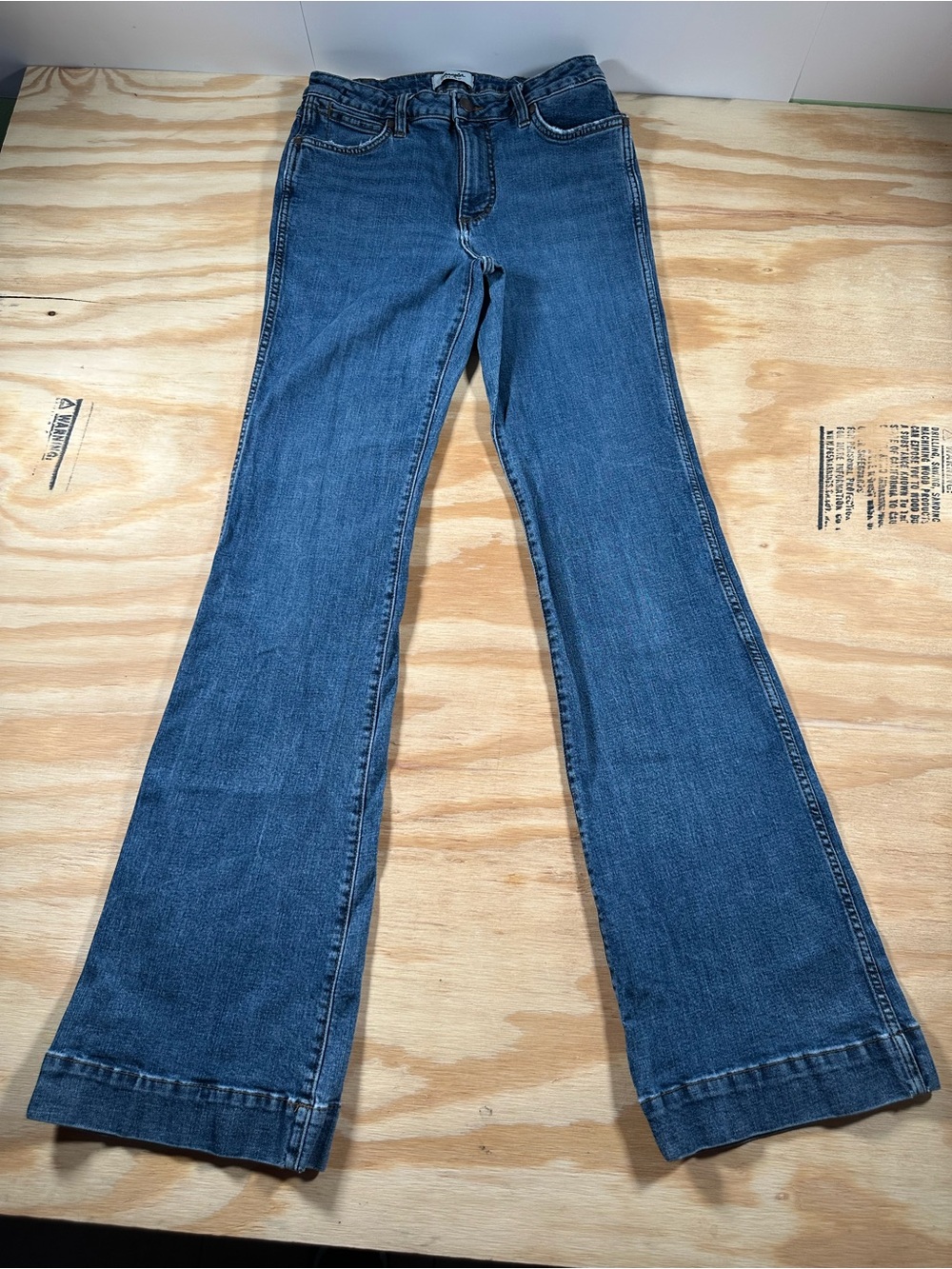 gler Retro High Rise Trumpet Flare Jeans 29x36 Blue Denim Mid Wash